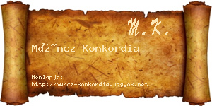 Müncz Konkordia névjegykártya